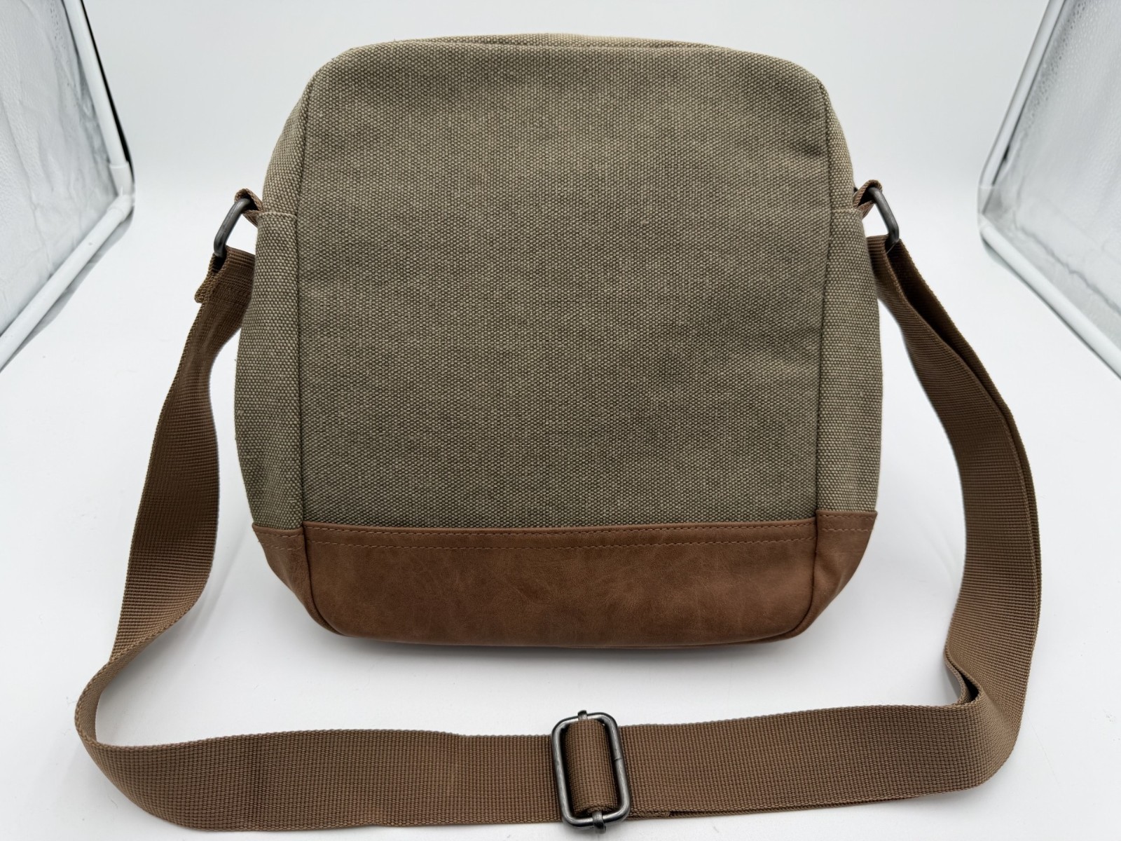 Buffalo David Bitton Crossbody Messenger Bag Canvas Brown 11x11x3 NWT