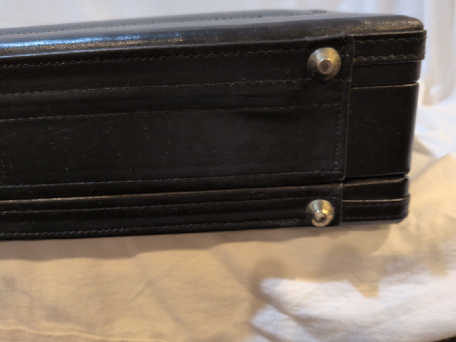 Briefcase Black Leather Brass Combination Lock Latches Attache Laptop
