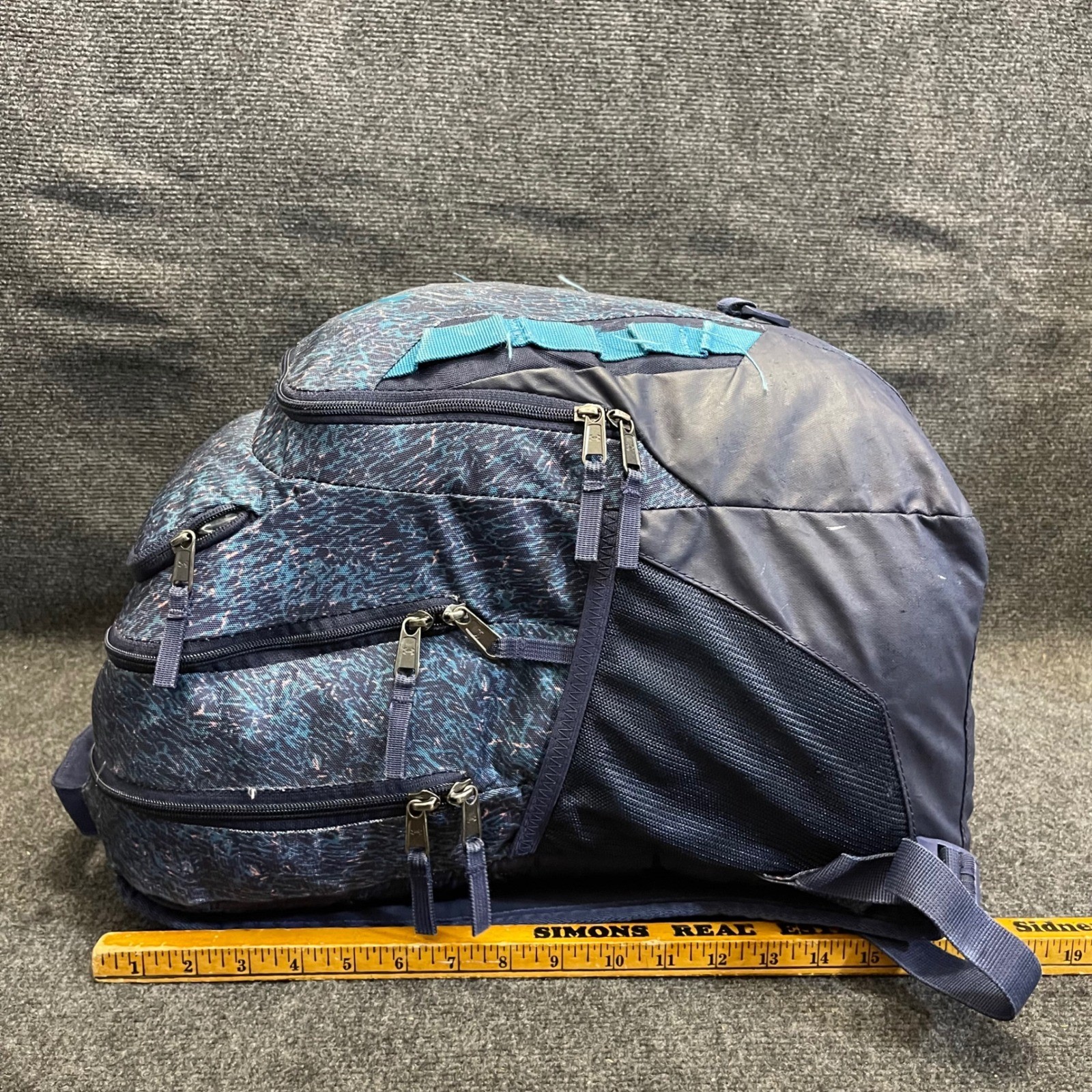 Under Armour 1261825 Teal Blue Patterned Water Resistant Storm Recruit Backpack