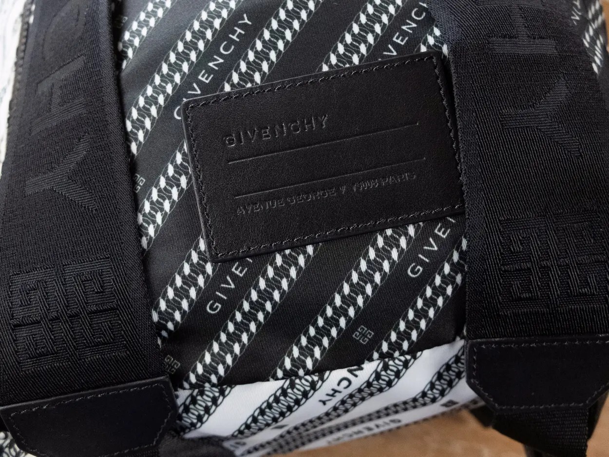 (NO CUSTOMS TAX) GIVENCHY black & white Light 3 nylon striped logo backpack NWT