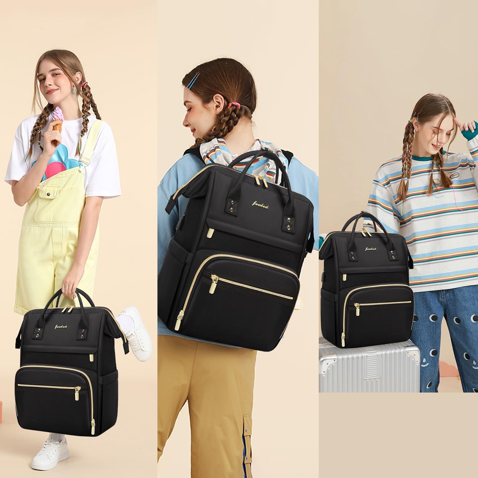 Mochila Laptop De 15.6″ Para Mujer Gran Capacidad Viaje Bolsa Enfermera 2025