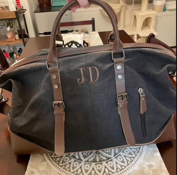 Oversized Weekender Duffle Bag Canvas Leather Trim Travel Luggage