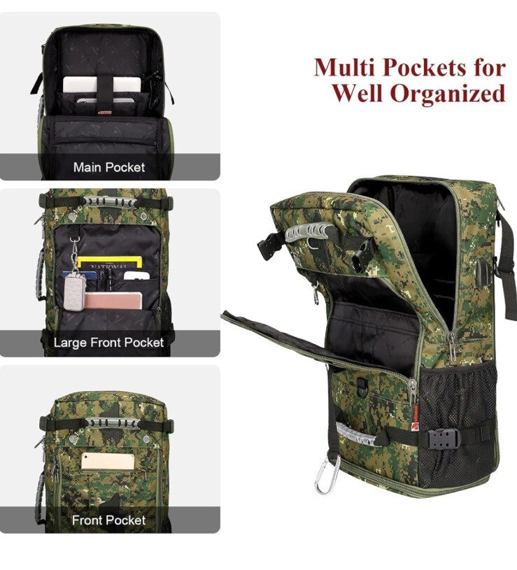 WITZMAN Men Travel Backpack Canvas Rucksack Digital Desert Camo Duffel Bag