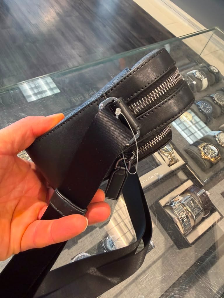 Michael Kors Cooper Men Signature Logo EW Utility Crossbody Flight Bag Black
