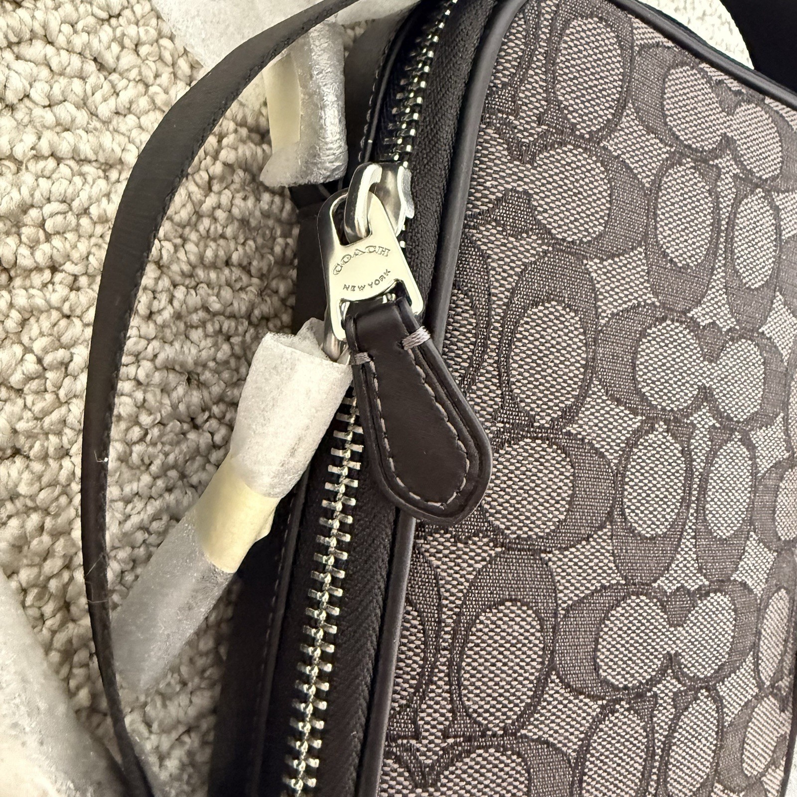 🖤🩶 100% AUTH COACH Stanton Crossbody Bag In Signature Jacquard Black CH097 NWT