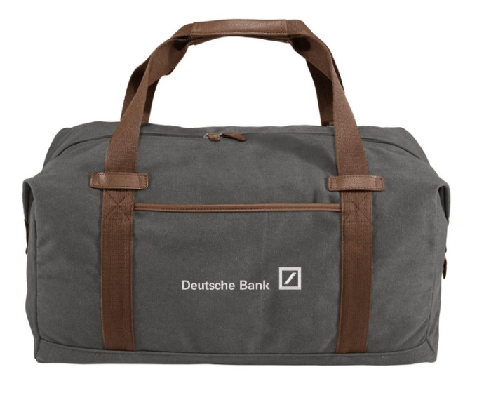 NWT 100% Authentic Deustche Bank NYC Deluxe Banker Duffle Bag Leather Canvas