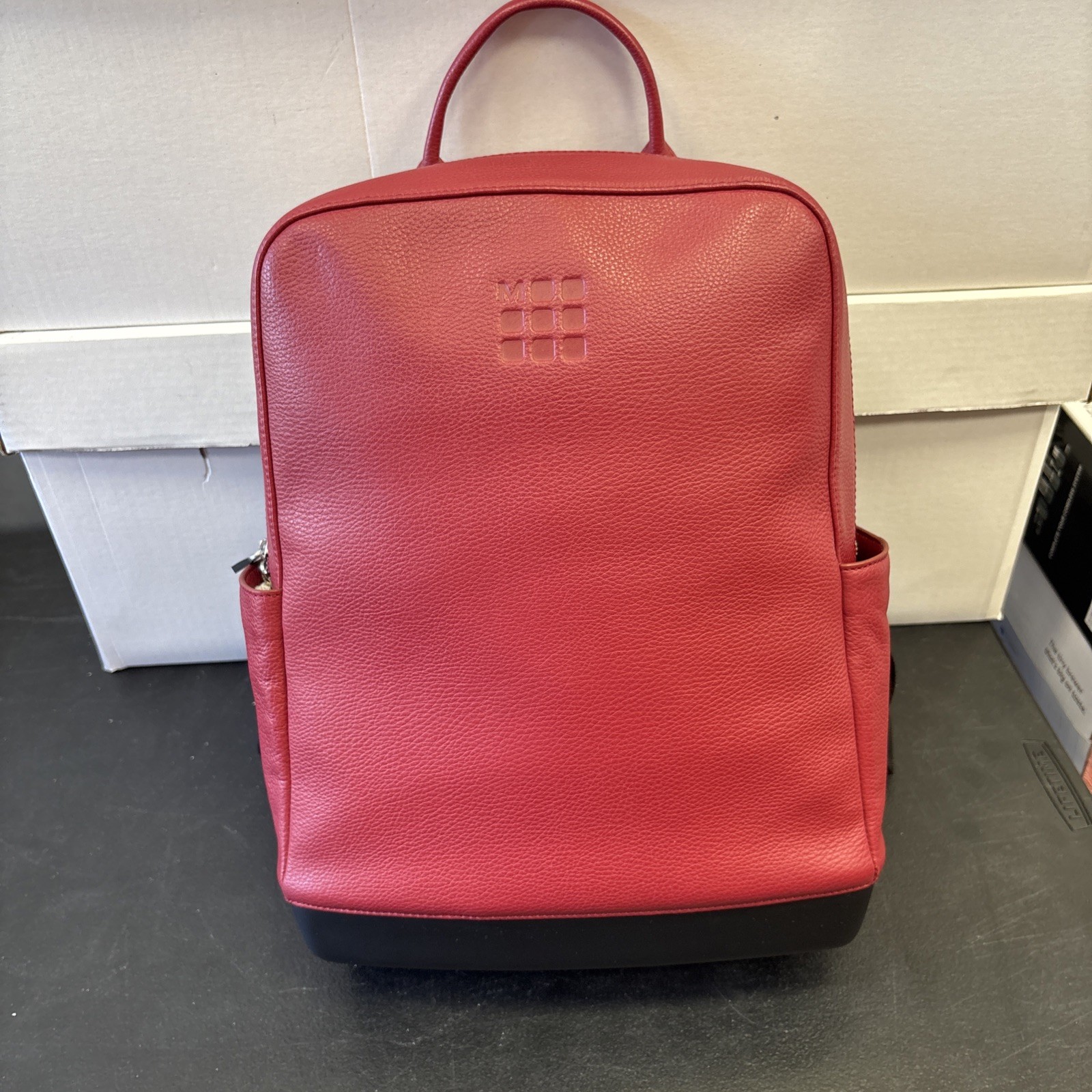 Moleskine Classic Leather Backpack Red 2024 Model Hard Shell Base Laptop Bag