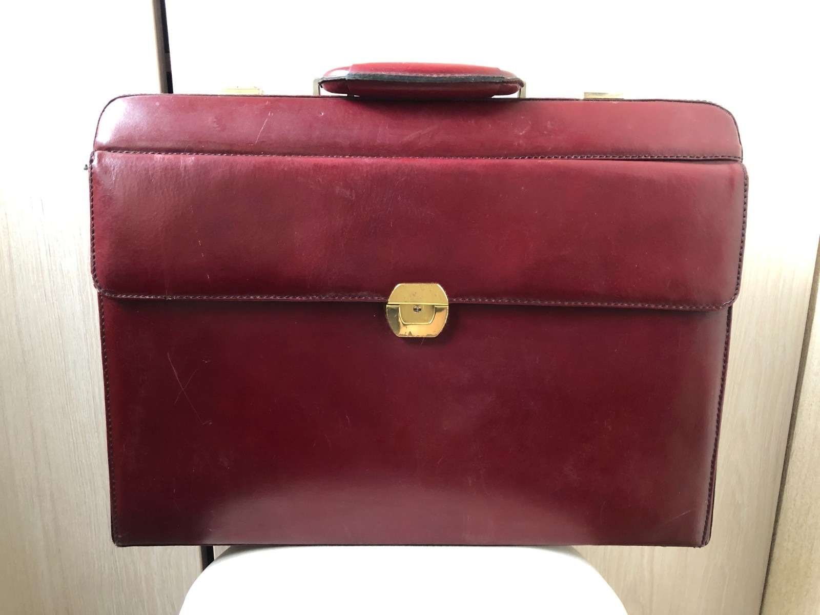 Vintage Franzen Genuine Leather Briefcase – Dark Burgundy – Made in Germany