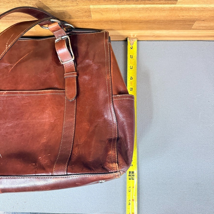 Fossil Brown Leather Laptop Messenger Briefcase Shoulder Bag Work Travel