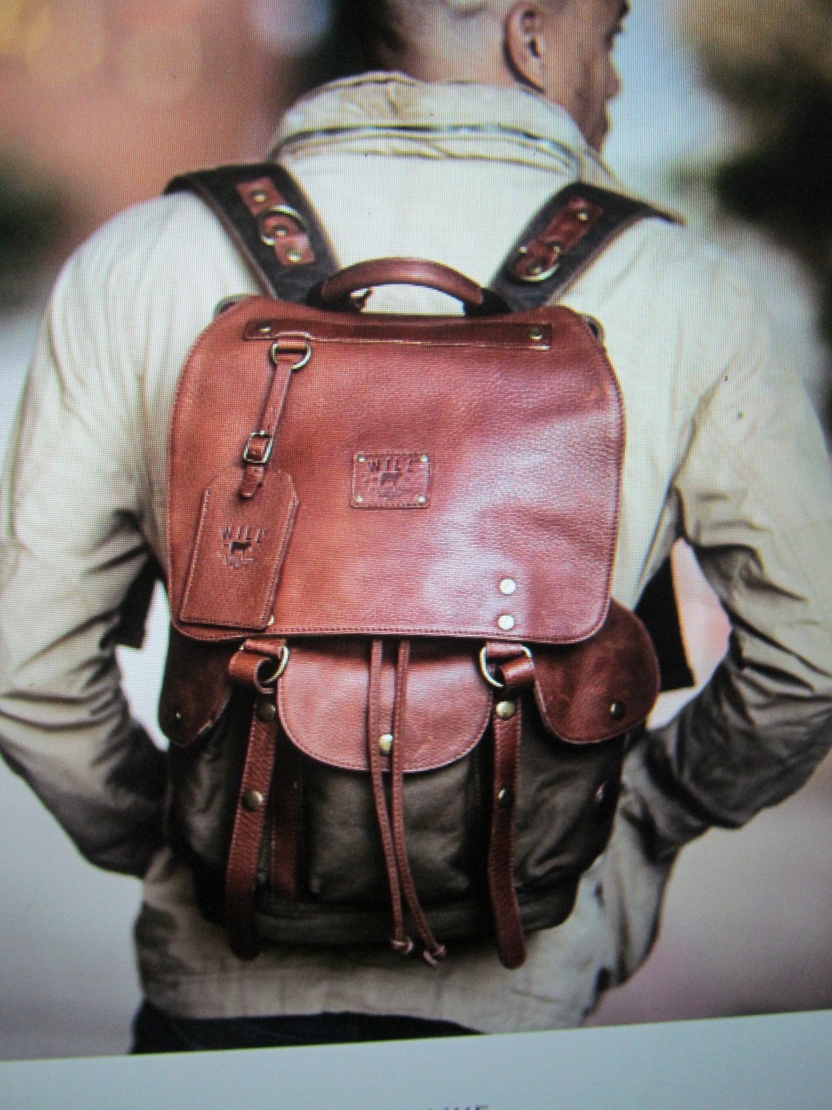 Will Leather Goods, Eugene, OR., Black Leather & Canvas 13″ Laptop Backpack, NWT