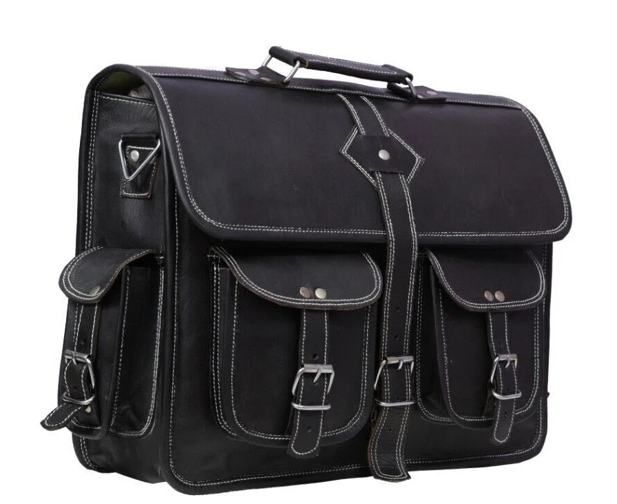 Laptop Messenger Bag Rustic Leather Office Shoulder Briefcase Travel 18″ WorkPlw