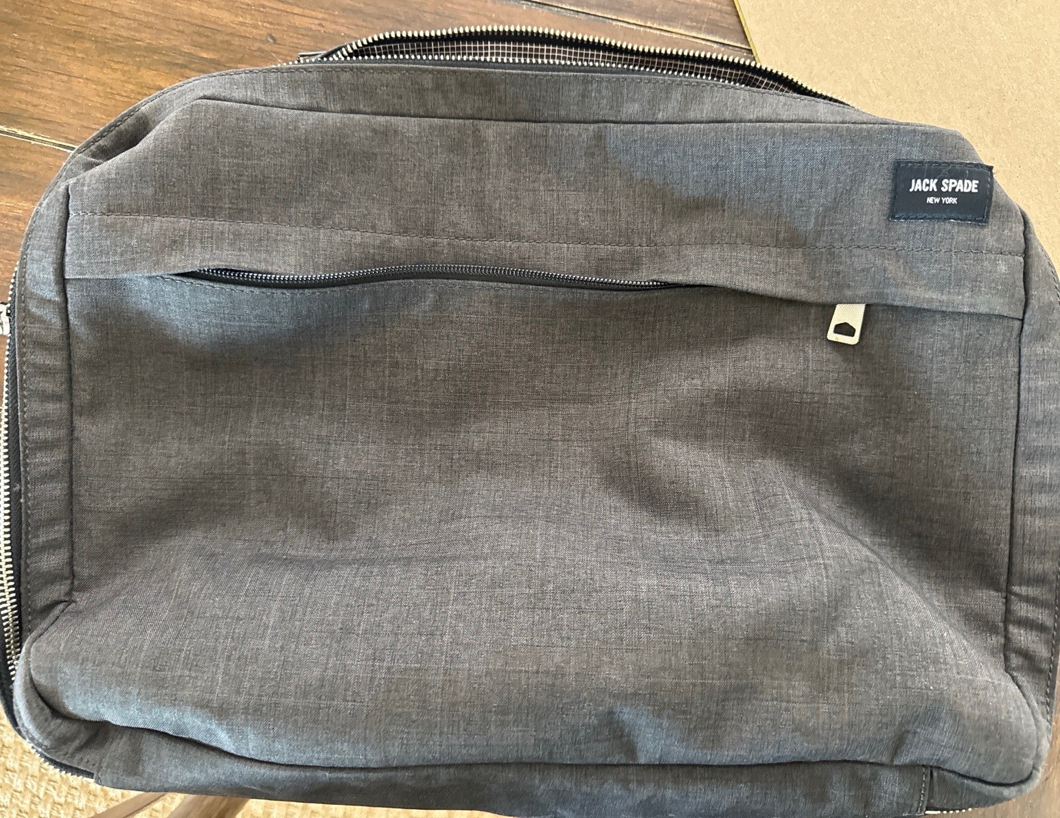 Jack Spade Warren Street Tech Oxford Slim Briefcase Messenger Laptop Bag Gray