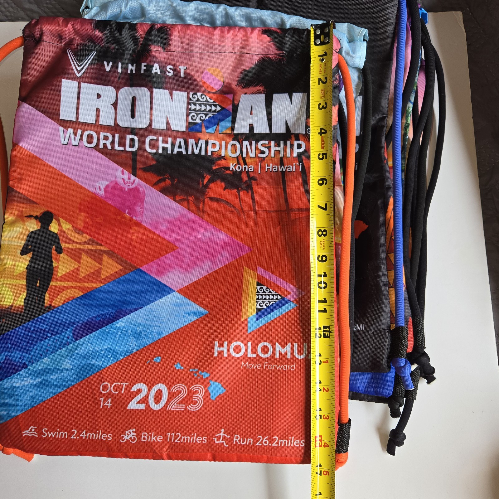 Ironman Sackpack Lot Of 9 Sports Bags-Kona, Utah, Finland, France, New Zealand