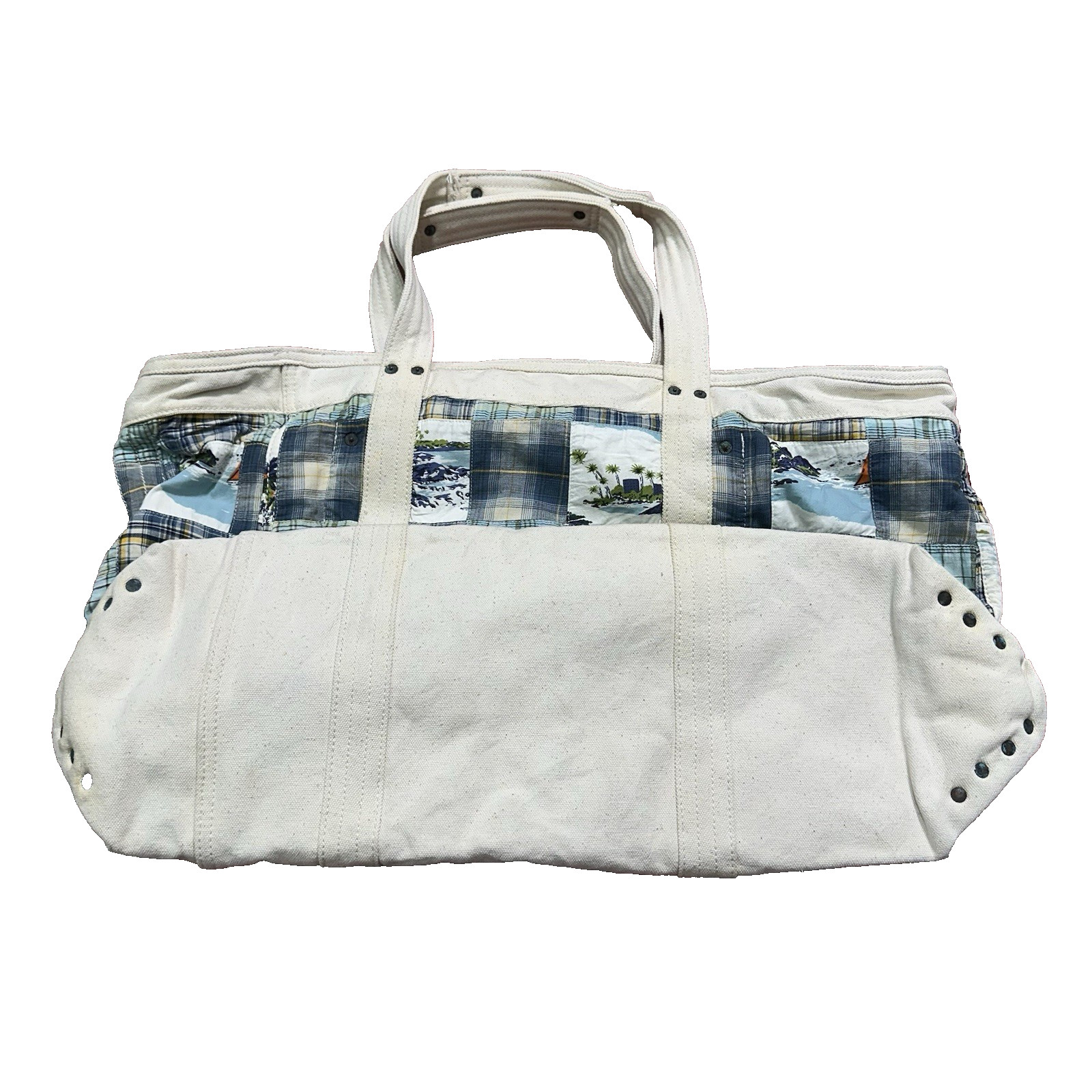 J CREW BEACH CANVAS PATCHWORK DUFFLE BAG HEAVYWEIGHT DURABLE LARGE TOTE (7)