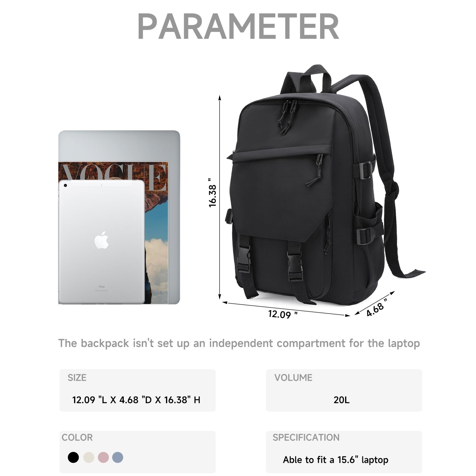 Classical Basic Travel Backpack Lightweight Workout Sports Casual Daypack Black