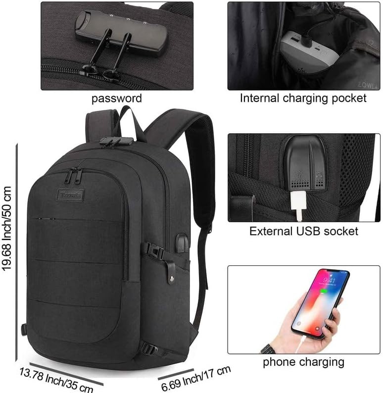 Elegant Anti-Theft Laptop Backpack with Giant Tumbler Holder – 15.6 Inch