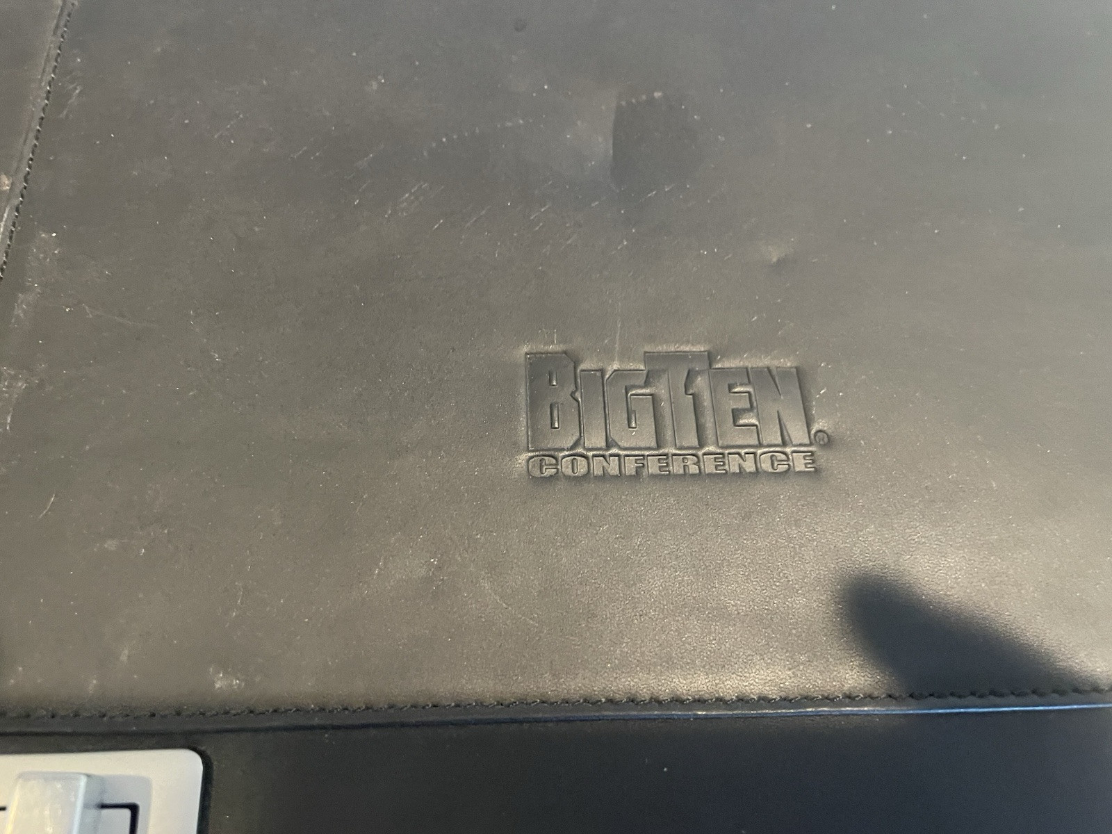 Big Ten Black Leather Folder Computer Travel Business Bag Leeds Briefcase
