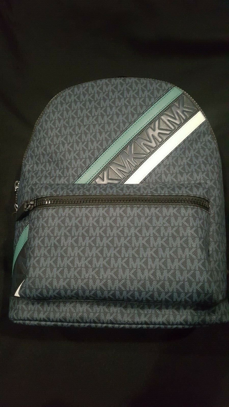 Michael Kors Pattern Medium Unisex Backpack Black/Blue/Teal/White, Retail $548