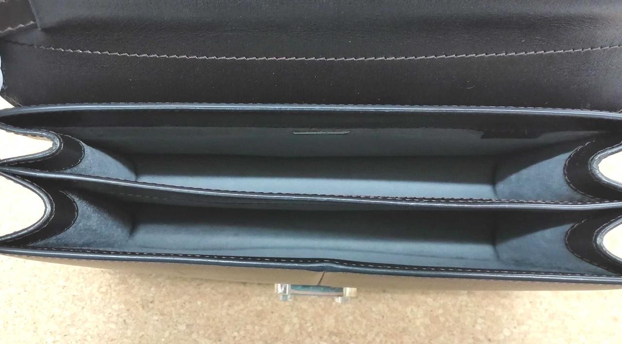 Dunhill Side Handle Clutch Bag Black Flap Lock Closure Silver Metal fittings