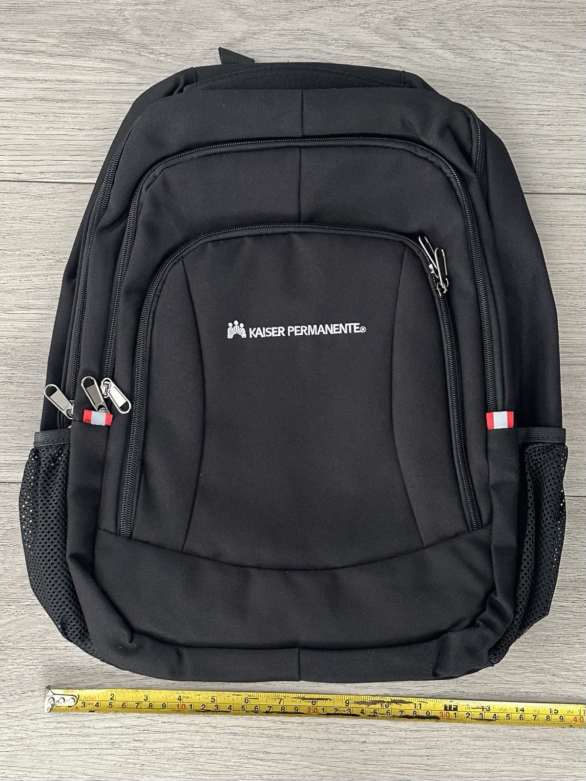 Kaiser Permanente Durable Zipper Pocket Work School Travel Black Backpack