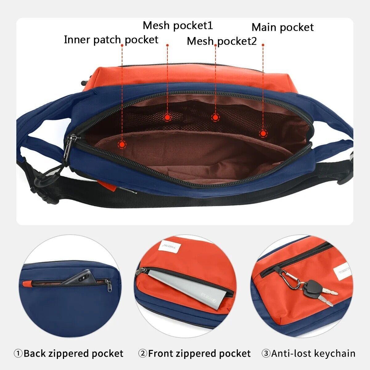 New Men 7.9inch Lightweight Shoulder Waterproof Crossbody Bag Mini Sling Handbag