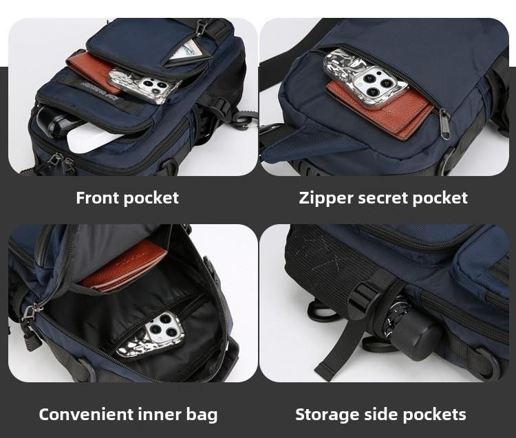 Men’s Oxford Chest Waist Pack Crossbody Bag Casual Fashion Handbag Male Travel