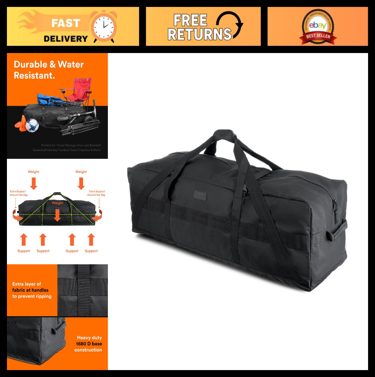 Extra Large 106L Heavy Duty Duffle Bag – Durable, Water Resistant, Ideal for Cam