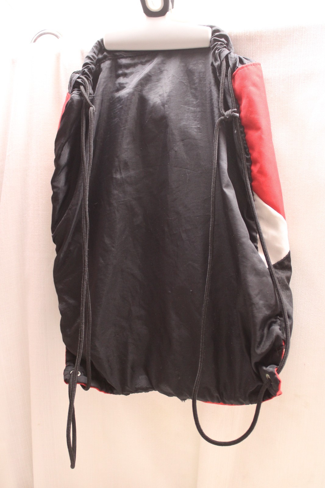 red and black Canvas Puma Ferrari drawstring gym sack white piping 14X17X6inches