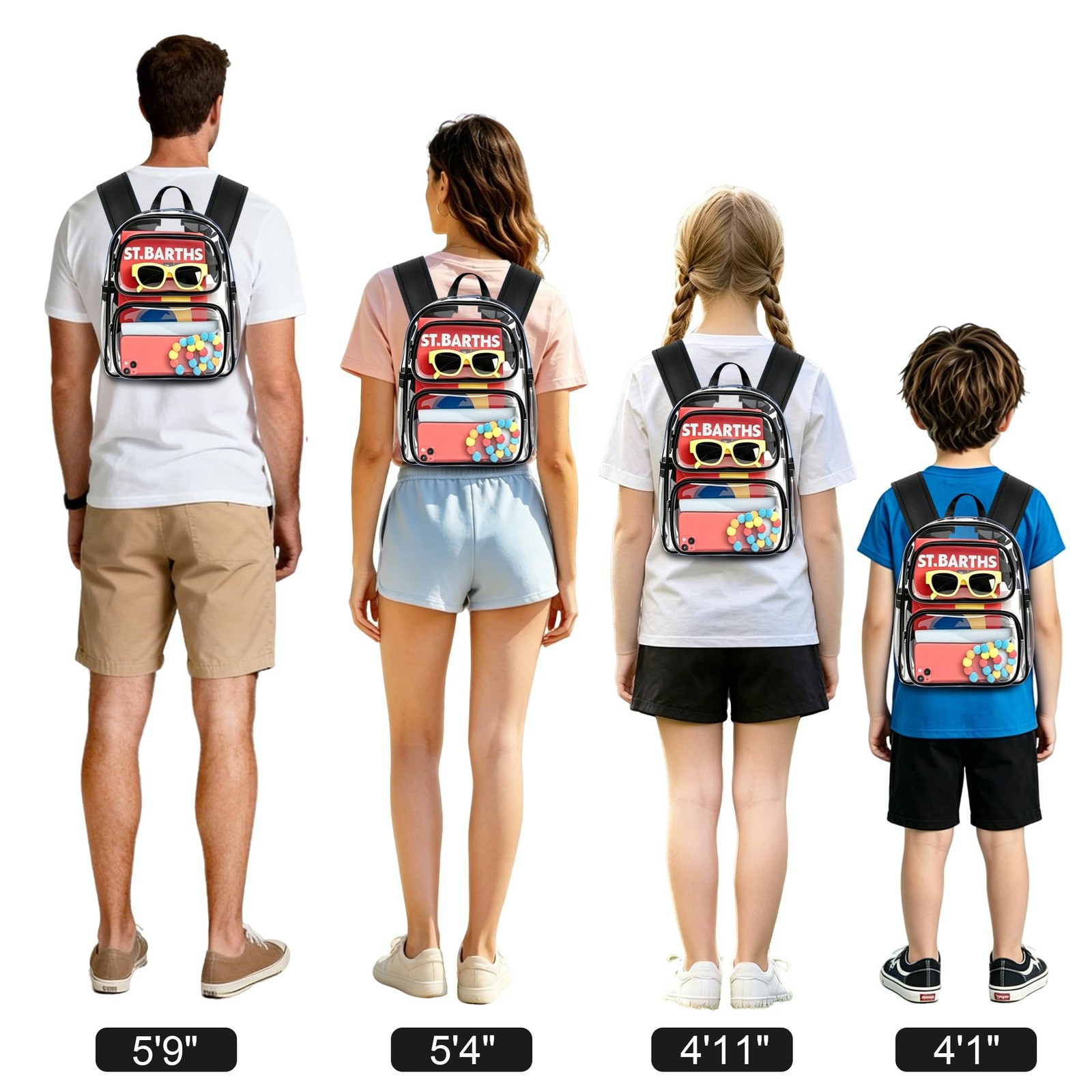 Clear Backpack Stadium Approved, 12x10x6 Inches Small Clear Bag with Padded S…