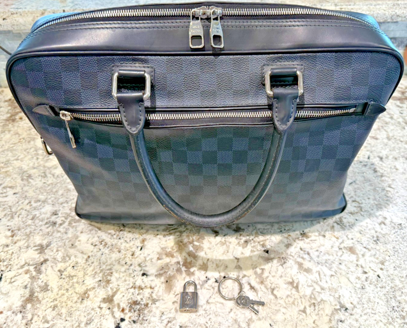 Louis Vuitton Damier Graphite Porte Documents Business Black and Blue Bag Spain