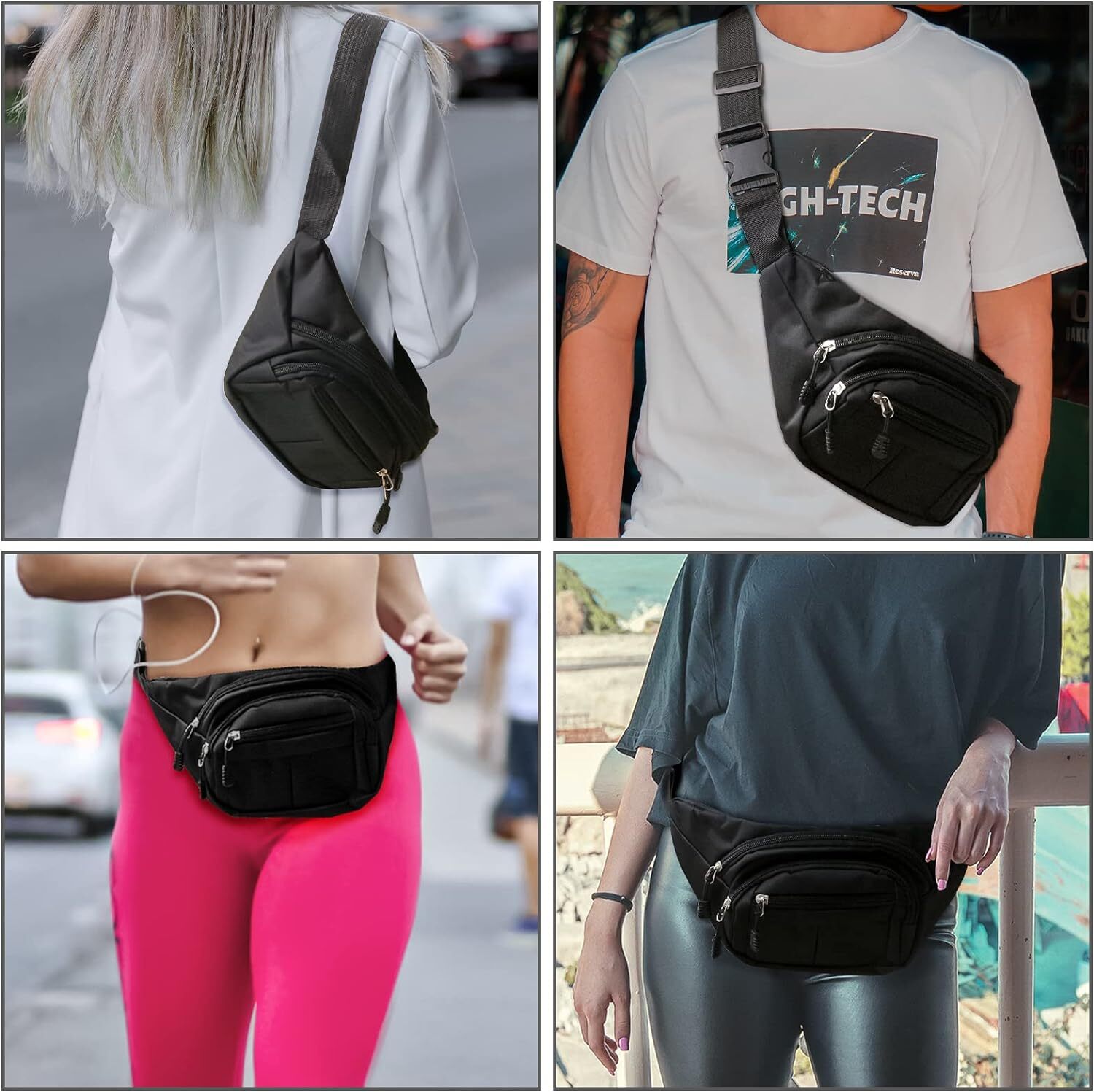 Men Women Fanny Pack Belt waist Bag Cross body Sling Shoulder Travel Sport Pouch