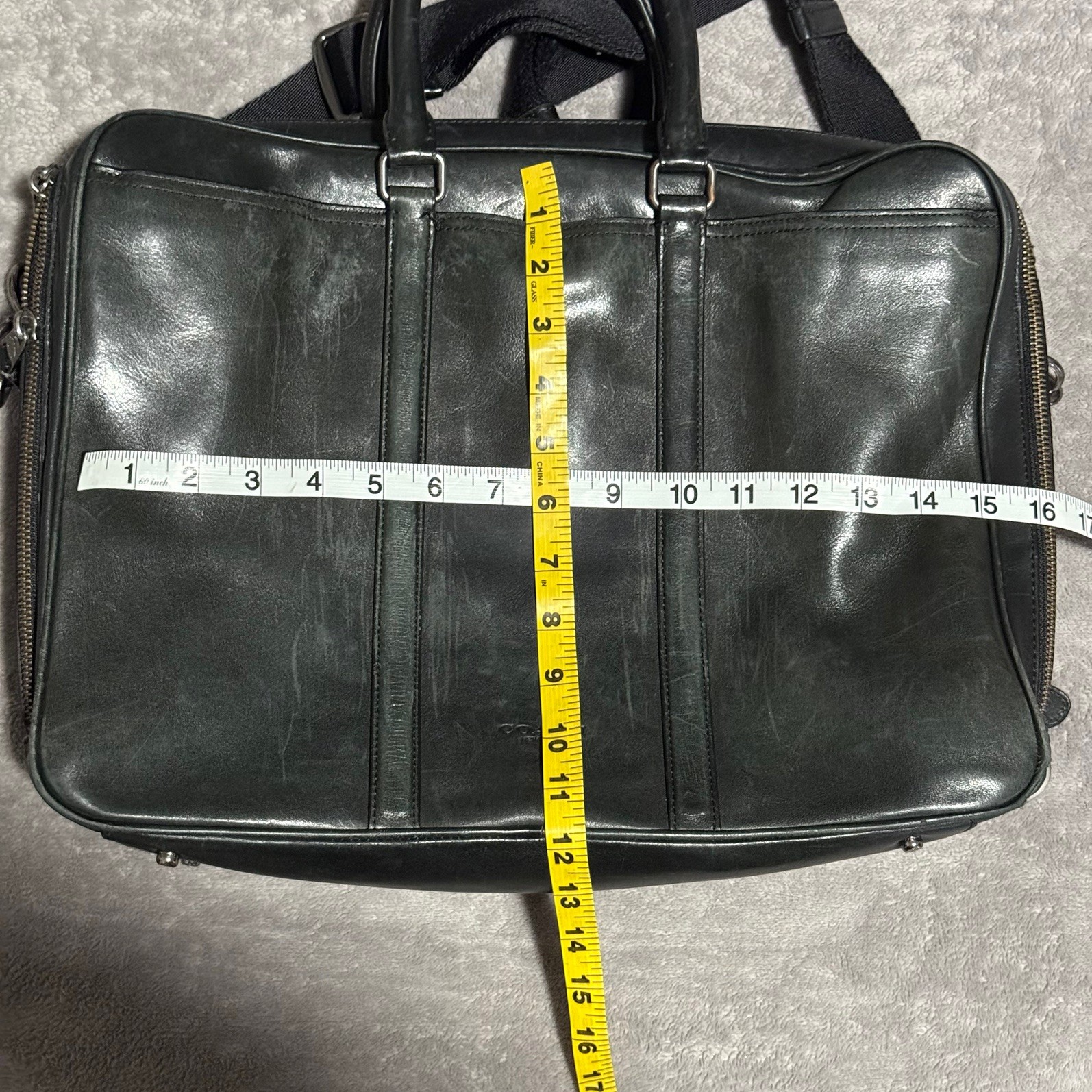 Coach Metropolitan Double Zip Business Briefcase Black with Strap Laptop
