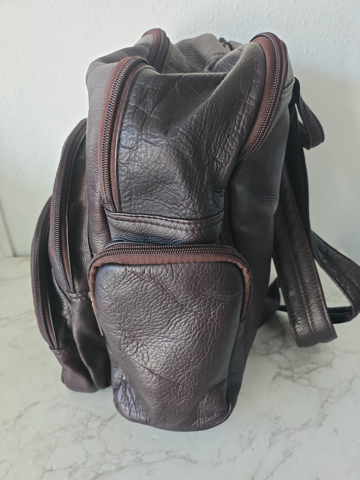 Vtg Piel Soft Leather Backpack Y2k Minimalist Made In Columbia Travel Day Bag