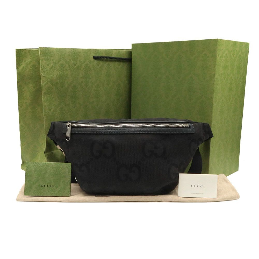 Gucci Black GG Supreme Canvas WEB Strap Jumbo Belt Bag 696031 103751449 [P]