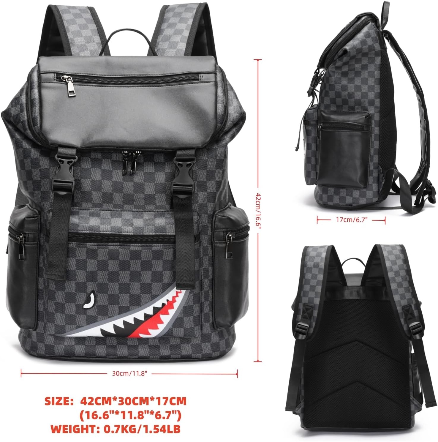 Leather laptop backpack, PU leather backpack Men Women, casual backpack, wate…