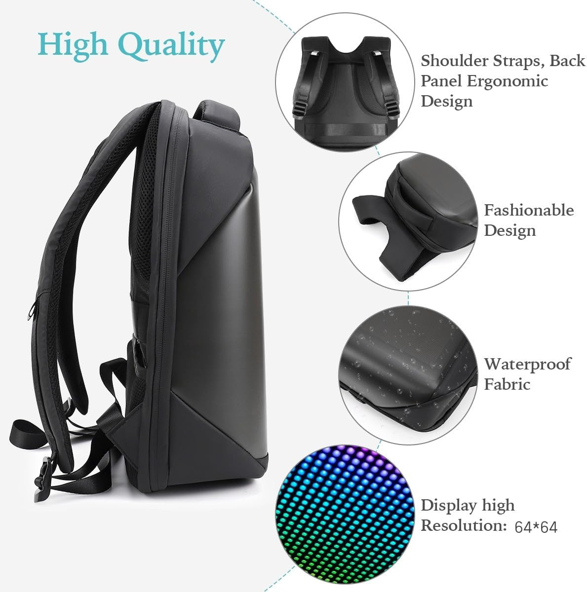 Led Backpack with Programmable Screen,Hd Color Screen App Control 17 Inches Lapt