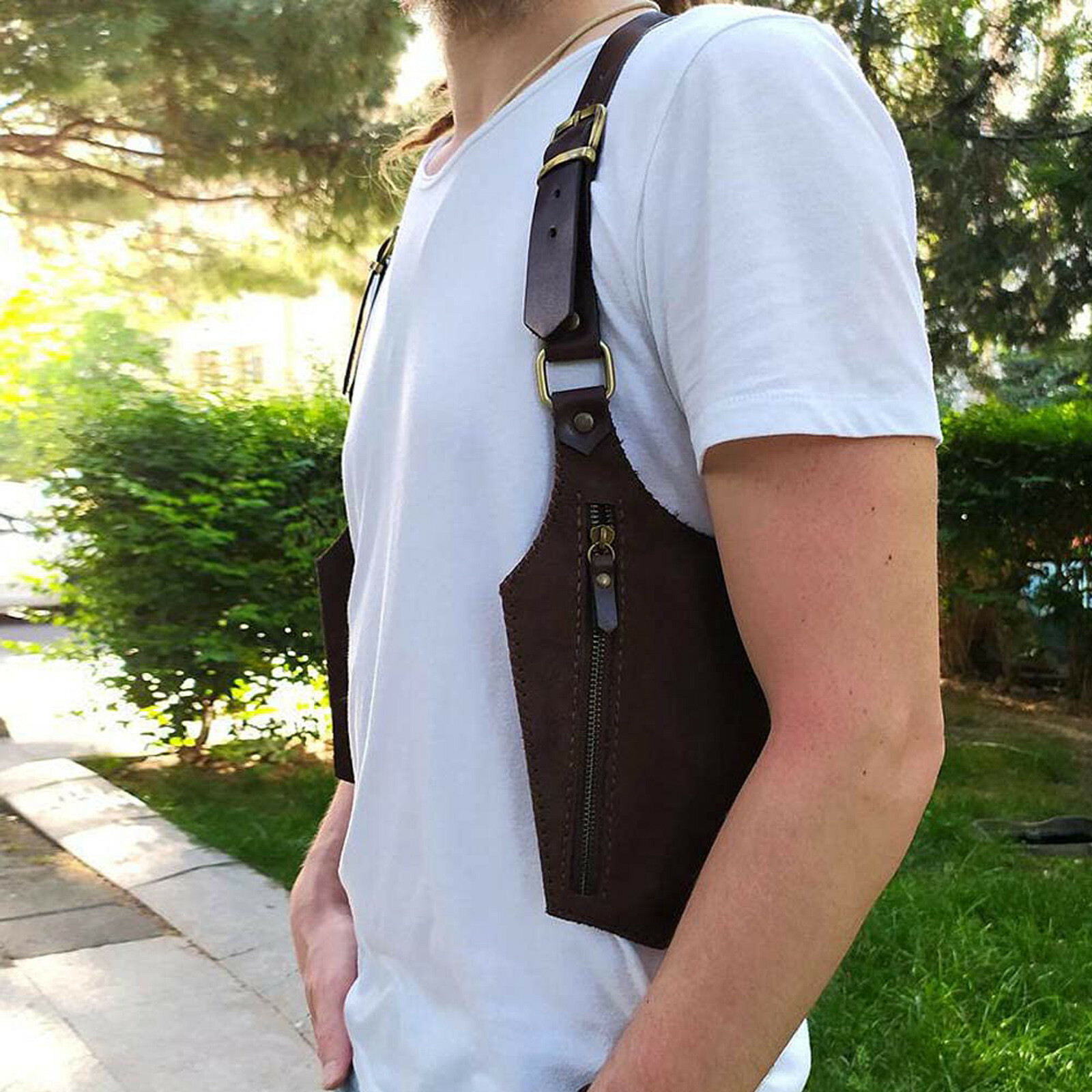 Men’s Adjustable Antitheft Hidden Underarm Shoulder Bag Wallet Strap Pocket