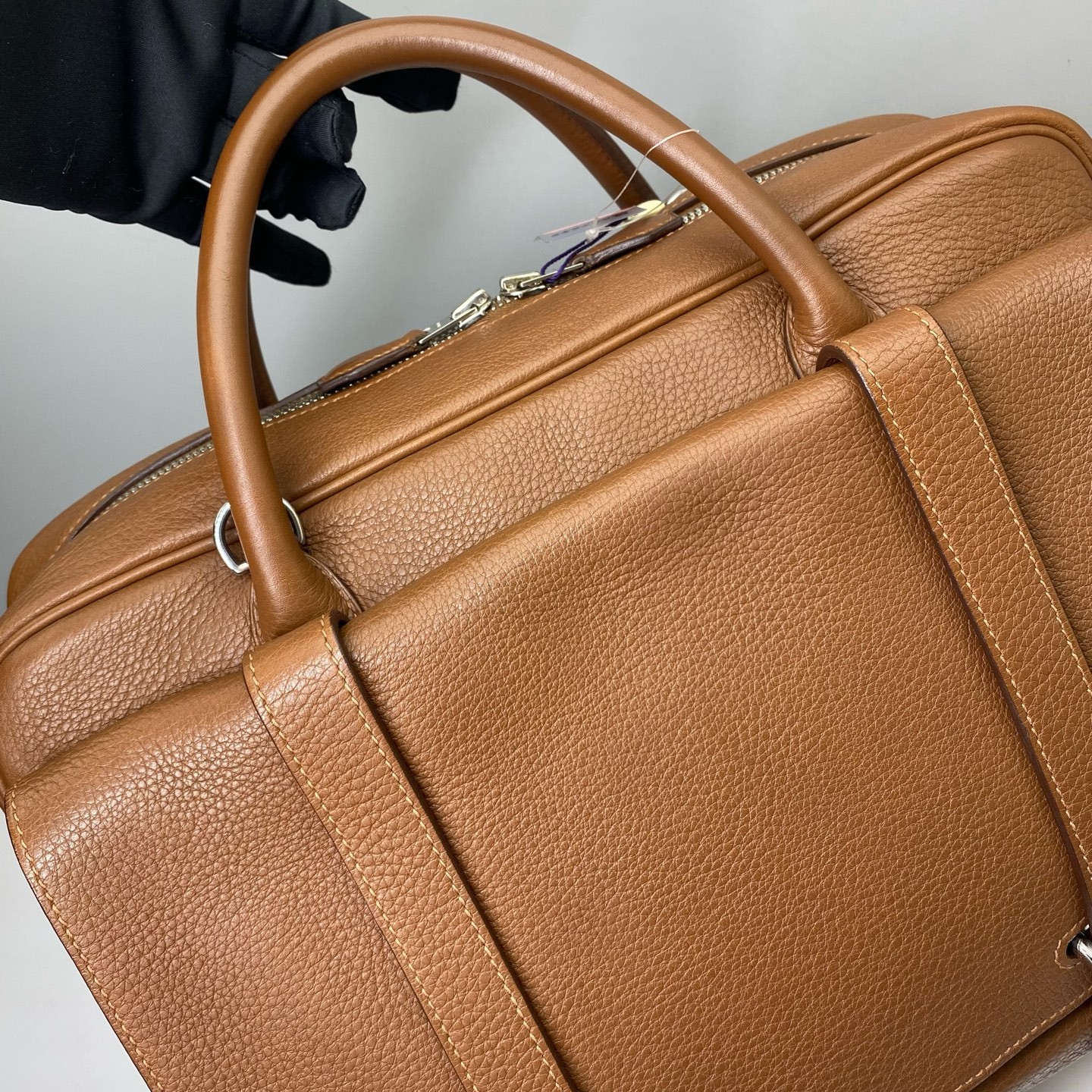 Hermes Pre-Owned Authentic Briefcase Brown 35×26x10cm Togo cowhide