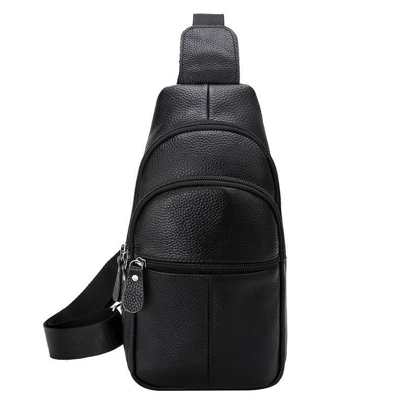 Men’s Genuine Cowhide Leather Chest Bag Crossbody Sling Pack Messenger Business