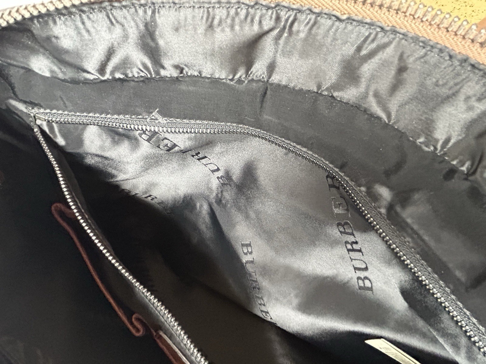 Burberry Authentic Maxwell Grain Check Briefacse Brown Leather Bag