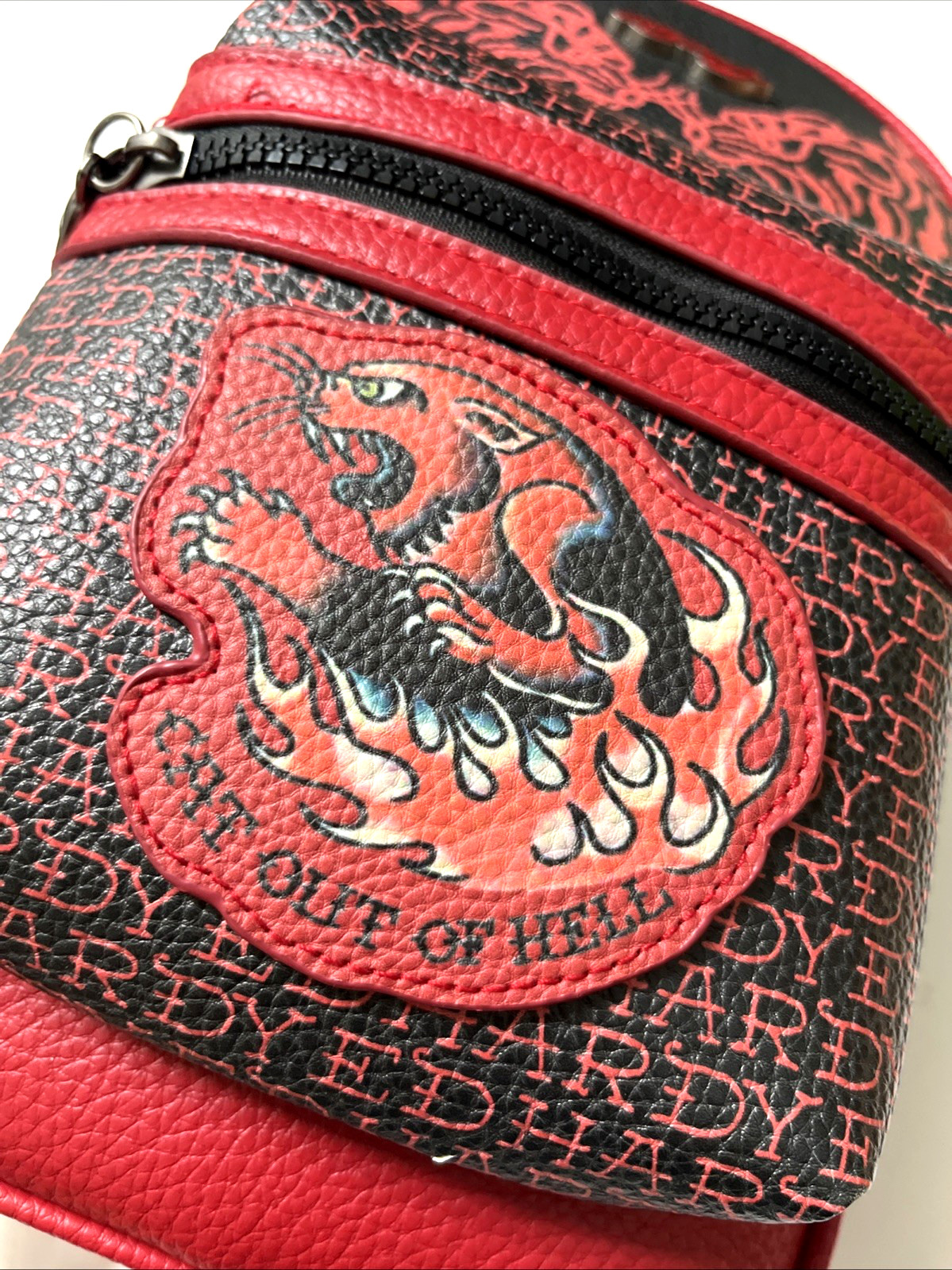 Ed Hardy Tiger Sling Backpack Crossbody Red Black Skull Zip Adjustable NWT