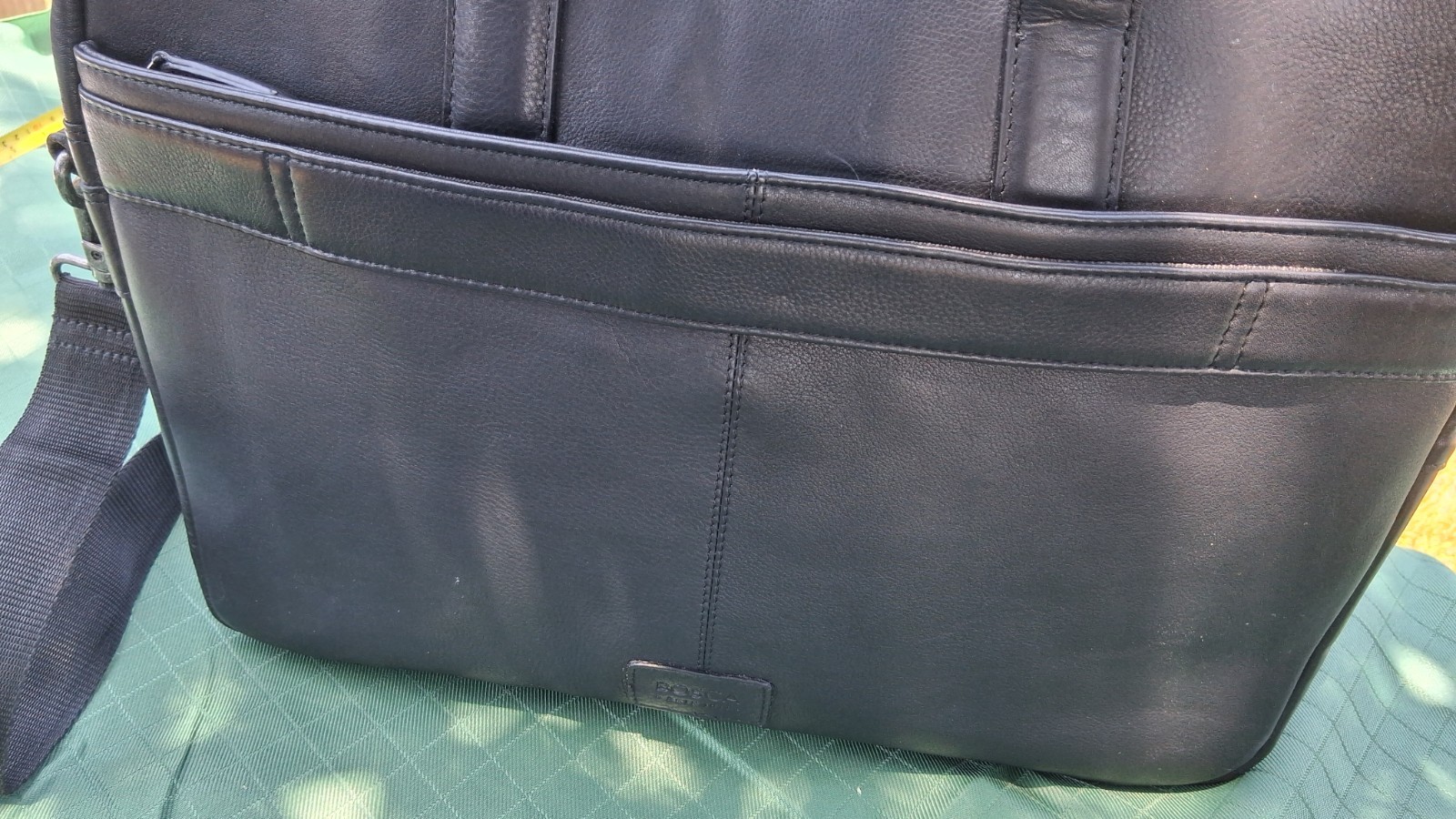 bosca mens Large Black leather Crossbody bag With Multi Zip Pockets