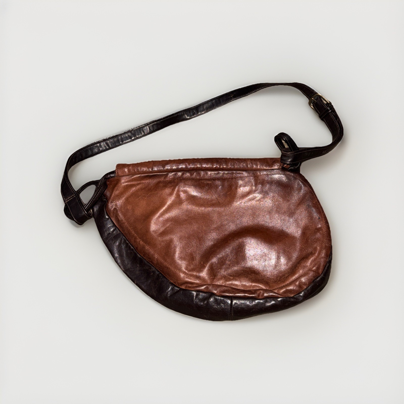 VTG Fred Eisen Brown Leather Designs Backpack Shoulder Strap Handle Sling Bag