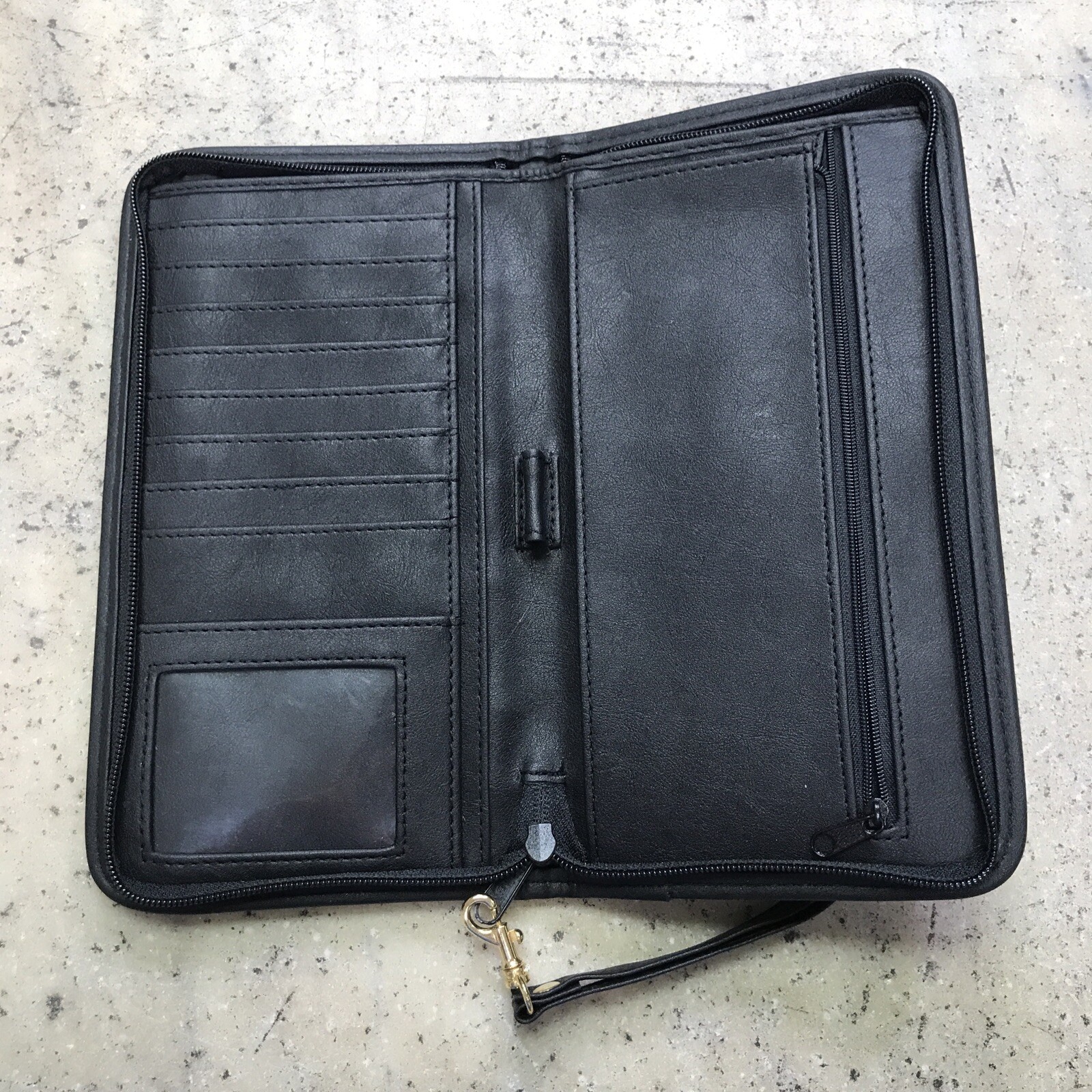 Large Leather Traveler’s Wallet Portfolio GEMLINE Zip-Around – Nice! Fast Ship!
