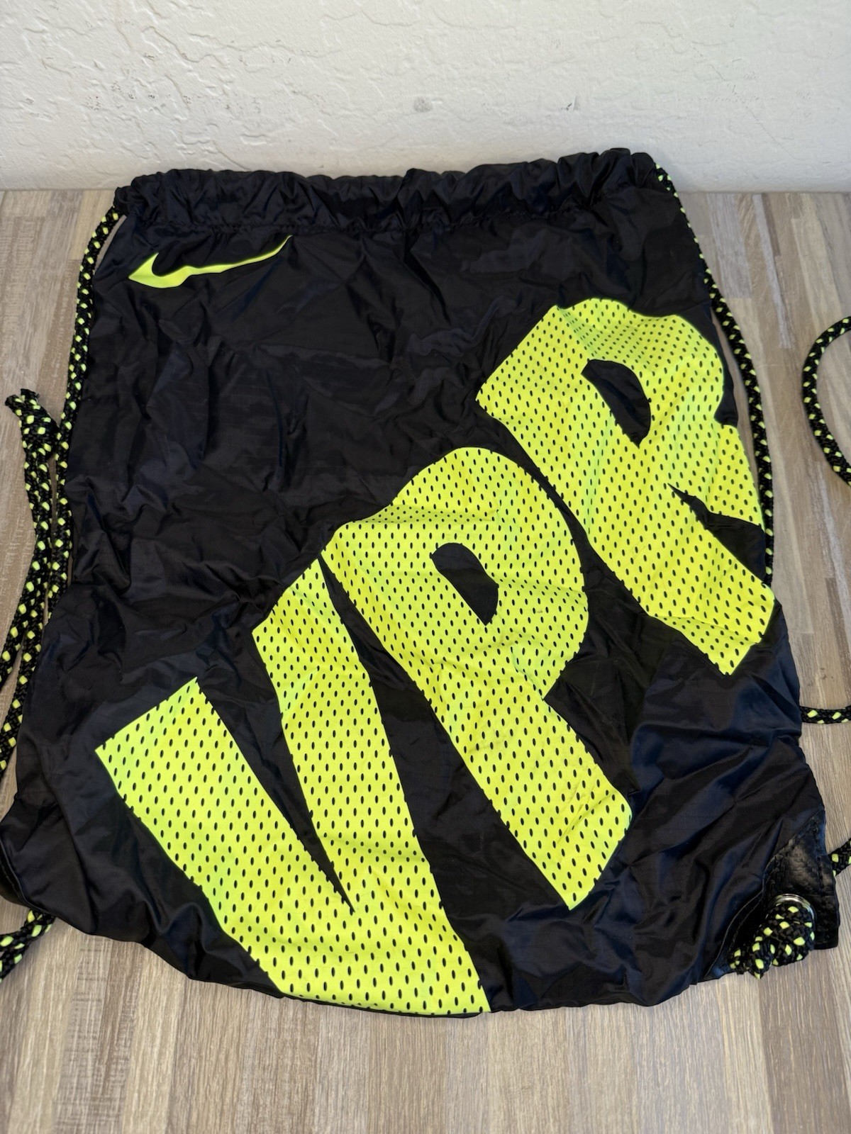 Nike Vapor VPR DRAWSTRING Backpack Black and Neon Yellow Logo