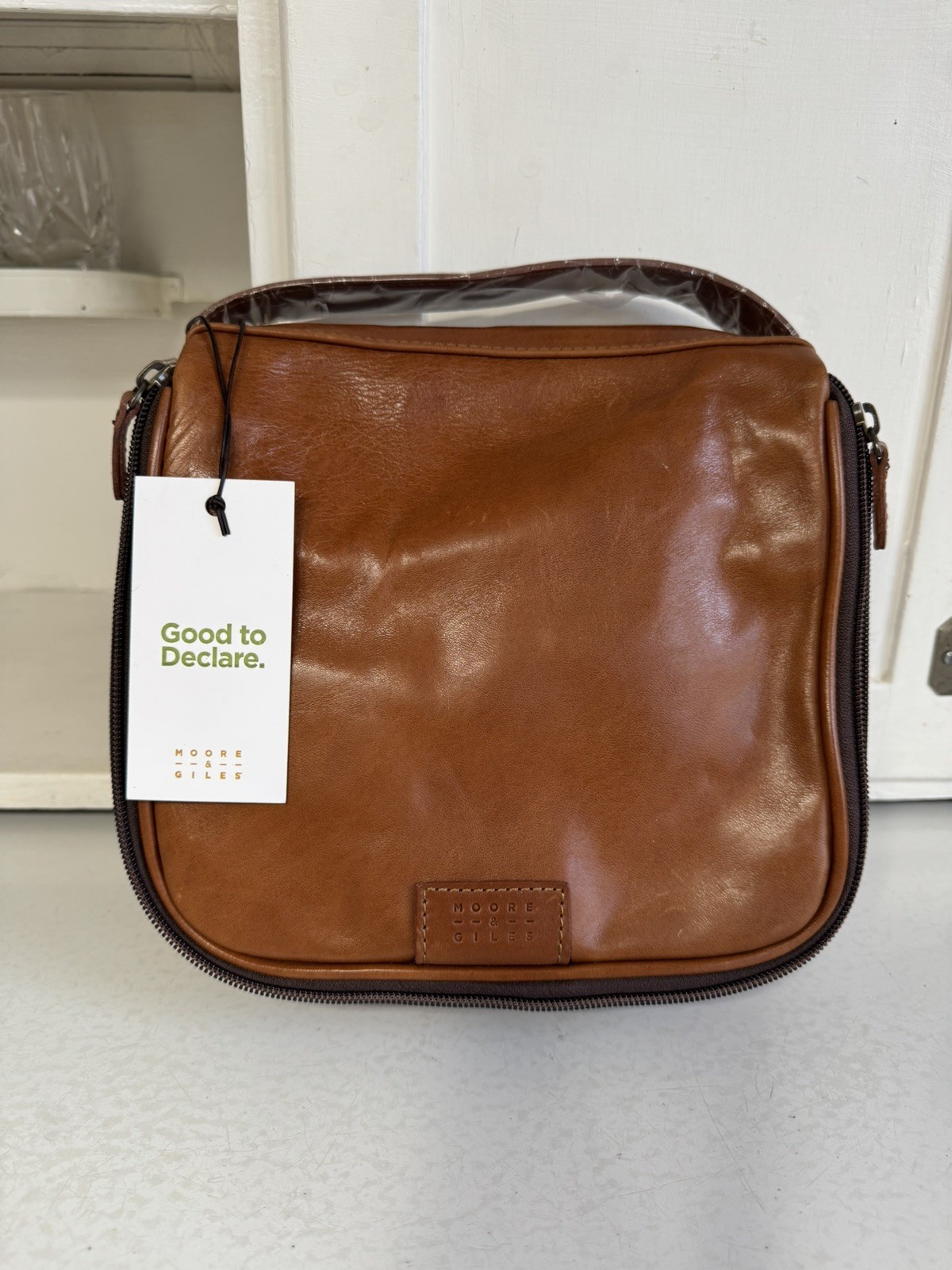 Moore & Giles Leather Bag Donald Wash Kit Toiletries Terra Thicket NWT