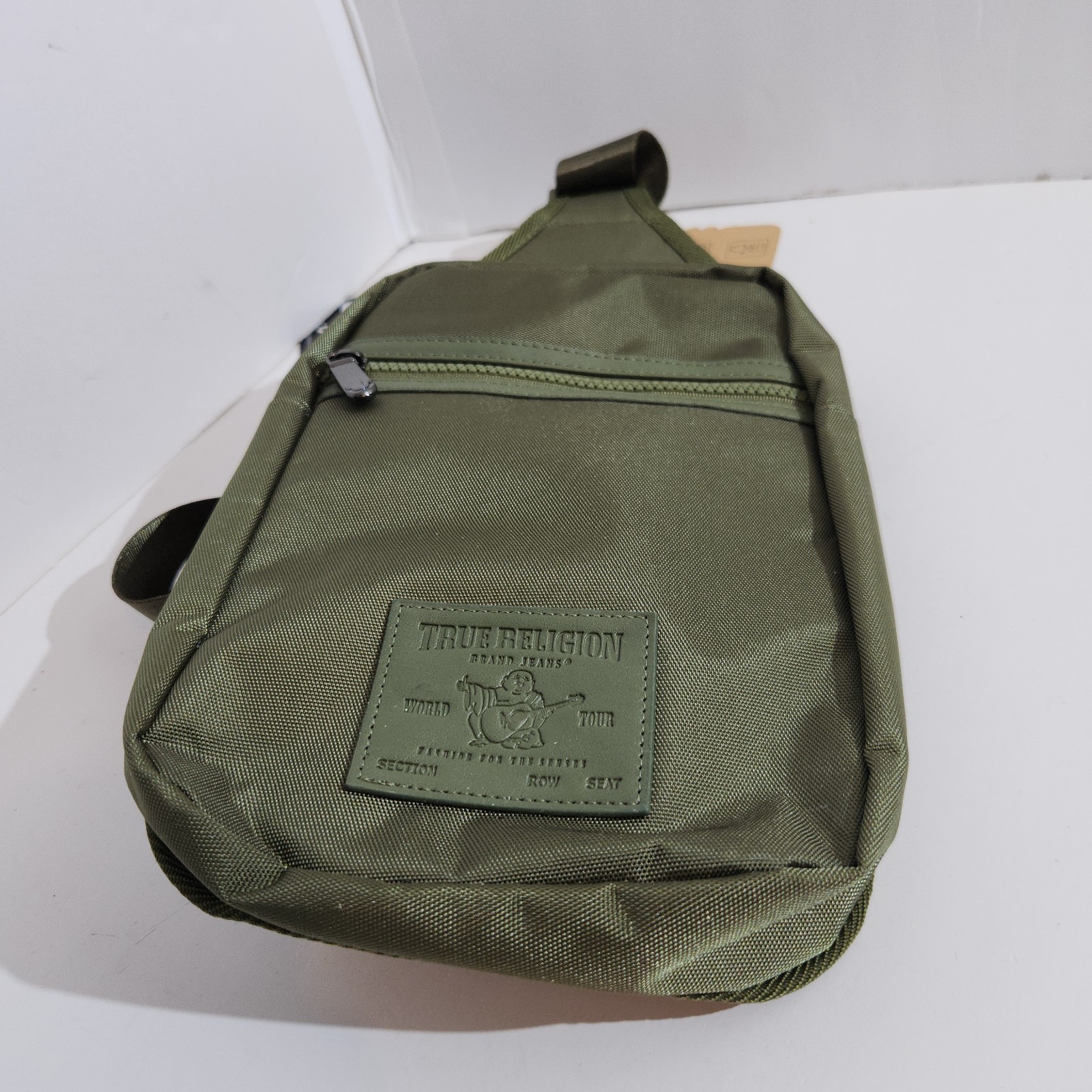 True Religion Buddha Patch Unisex Olive Green Crossbody Bag TR104144