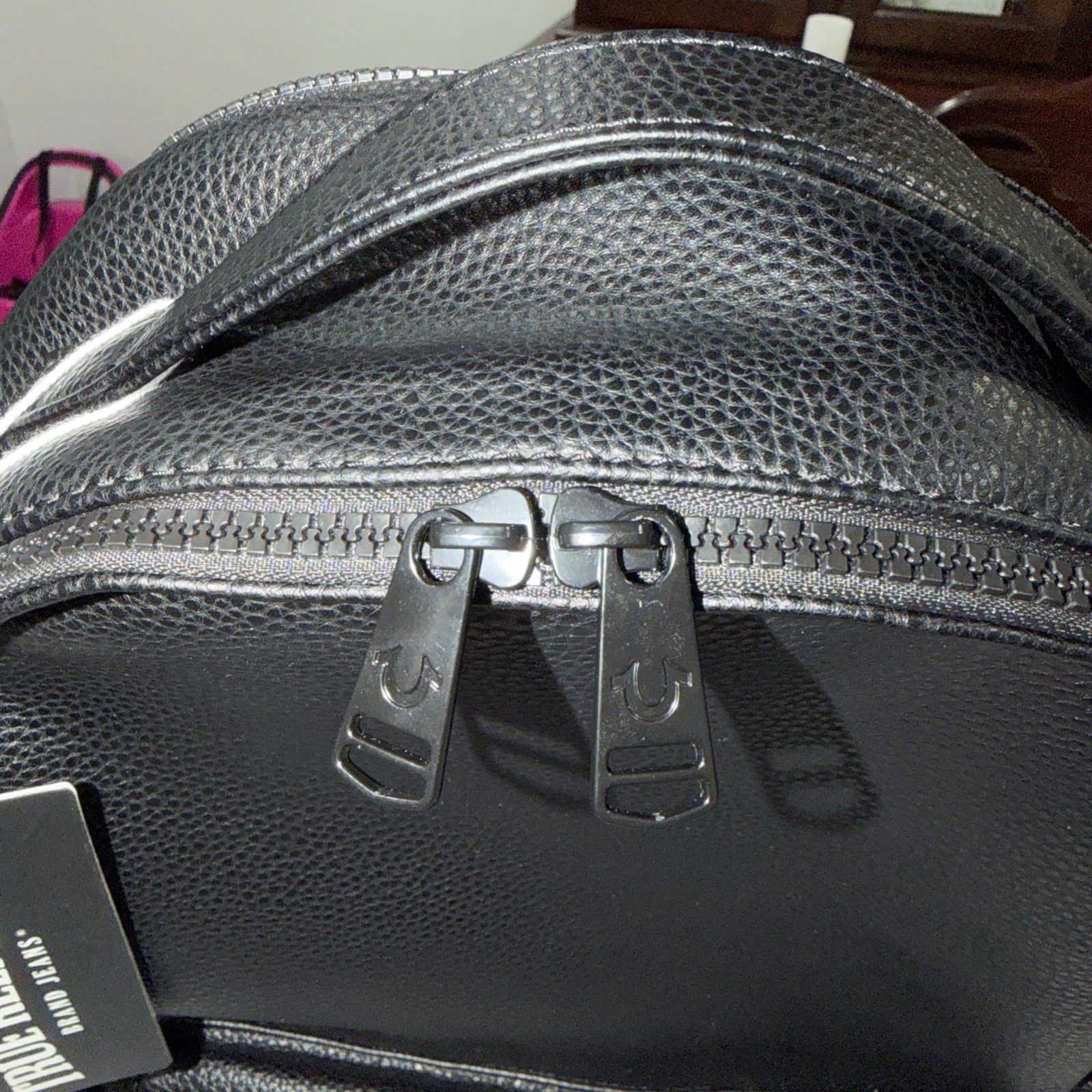 True Religion Boyd Black Leather Backpack. 16″