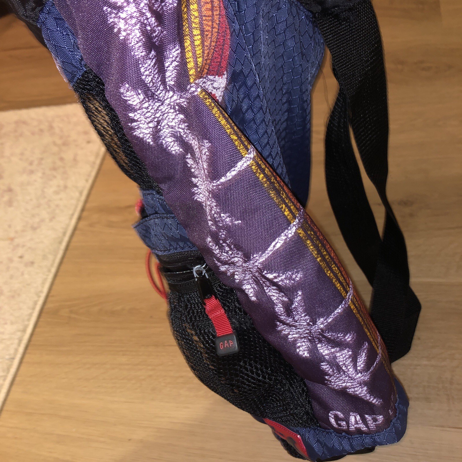 GAP Surf Backpack Mesh Bag Strap Blue Red Purple Palm Tree Y2K Gorpcore Vintage