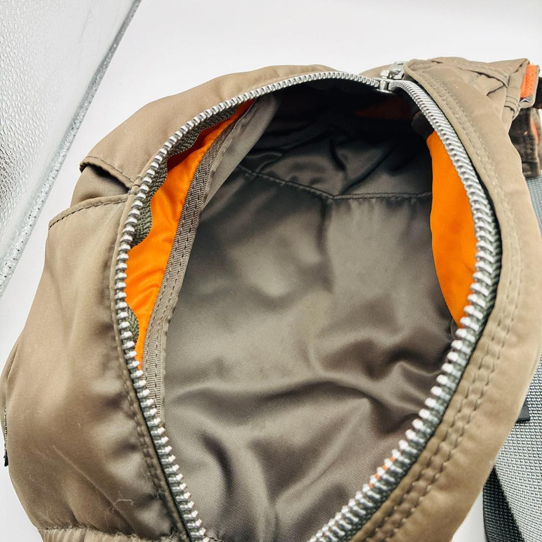 Authentic Porter TANKER Body Bag Gray Nylon 51cm Spacious Travel Outdoor